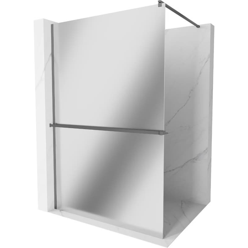 MEXEN/S - Kioto+ Sprchová zástena WALK-IN s poličkou a držiakom uterákov 120 x 200, zrkadlová, grafit metal 800-120-121-95-50 1