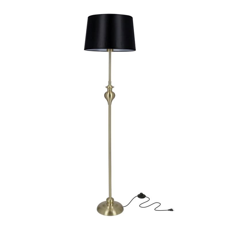 Stojacia lampa Prima gold, saténovo zlatá, E27, čierna