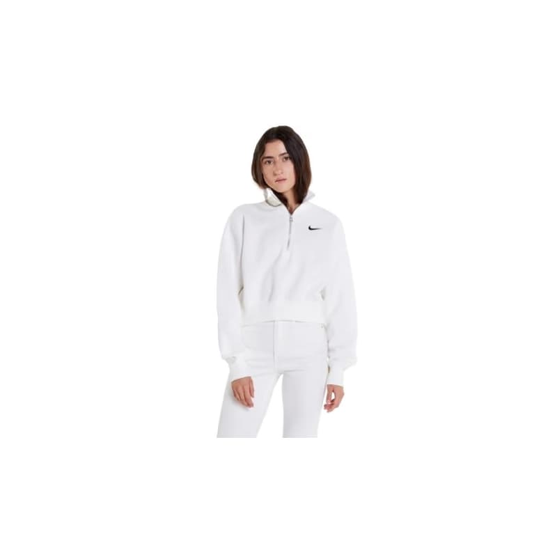 Dámska mikina s 1 2 zipsom NIKE W NSW PHNX FLC QZ CROP SAIL BLACK
