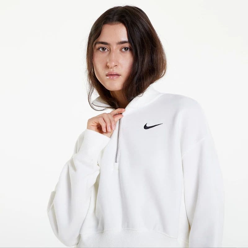 Dámska mikina s 1 2 zipsom NIKE W NSW PHNX FLC QZ CROP SAIL BLACK 4