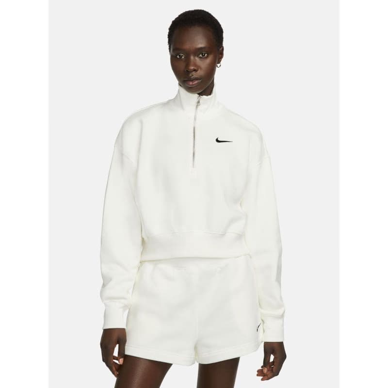 Dámska mikina s 1 2 zipsom NIKE W NSW PHNX FLC QZ CROP SAIL BLACK 5