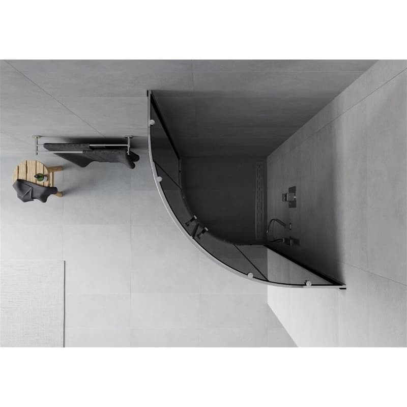 MEXEN - Rio štvrťkruhový sprchovací kút 80x80, sklo grafit, chróm 863-080-080-01-40 4