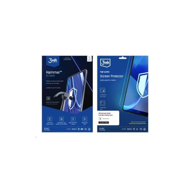 3mk All-Safe - AIO fólia Hammer Full Wet Fitting Tablet, 25 ks 1