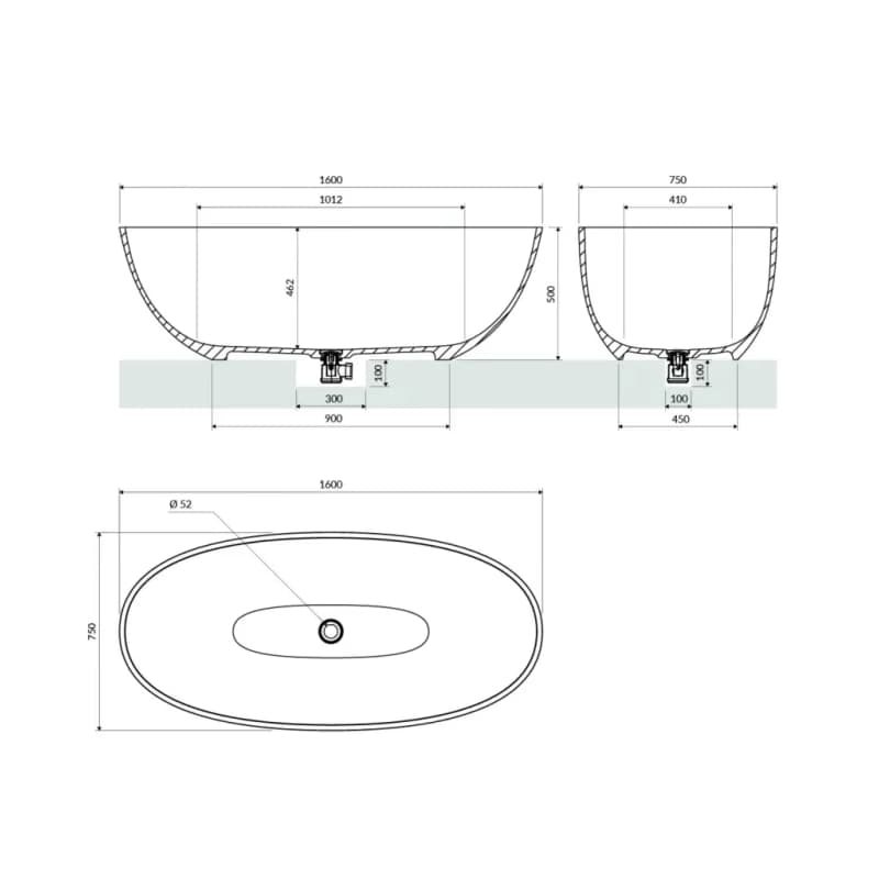OMNIRES - SHELL M+ voľne stojaca vaňa, 160 x 75 cm biela lesk /BP/ SHELLWWBP 6