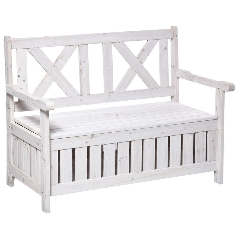 OUTSUNNY Záhradná lavica pre 2 osoby s úložným priestorom z jedľového dreva 115 x 61 x 85 cm