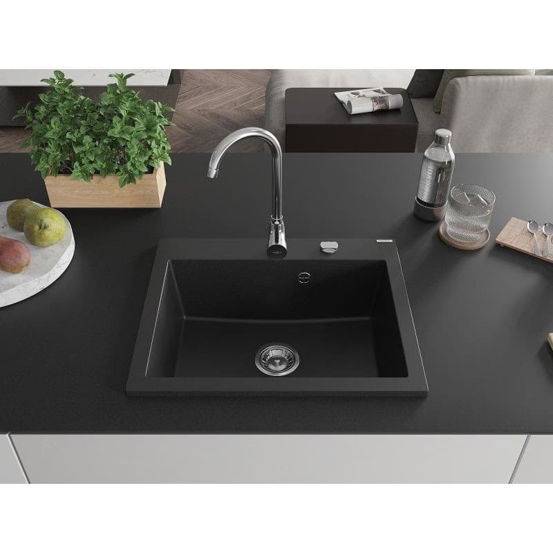 MEXEN MEXEN - Elix granitový drez 1-miska 600 x 500 mm, čierna, sifón chróm 6525601005-77 3