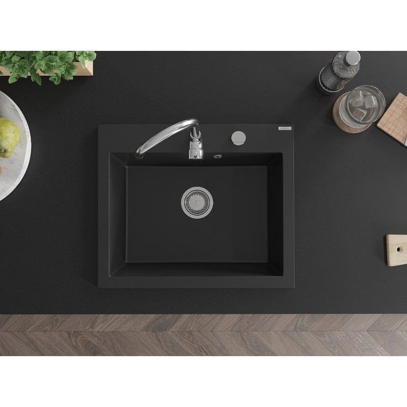 MEXEN MEXEN - Elix granitový drez 1-miska 600 x 500 mm, čierna, sifón chróm 6525601005-77 5