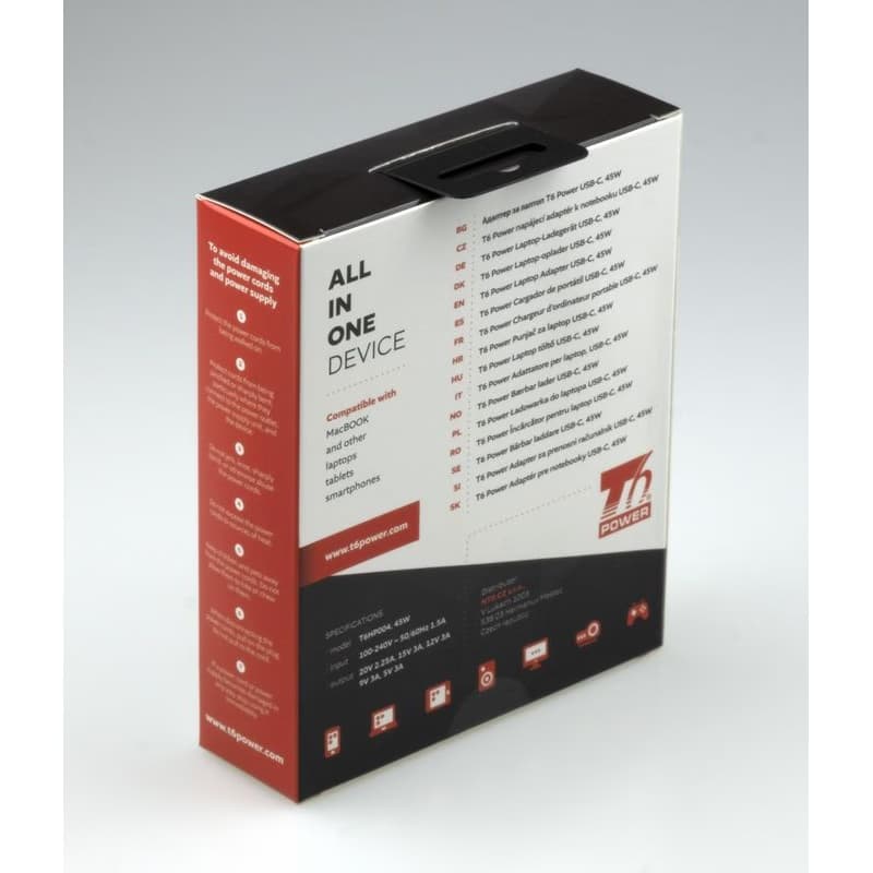 T6 Power univerzálny adaptér k notebooku, 45W, USB-C 6