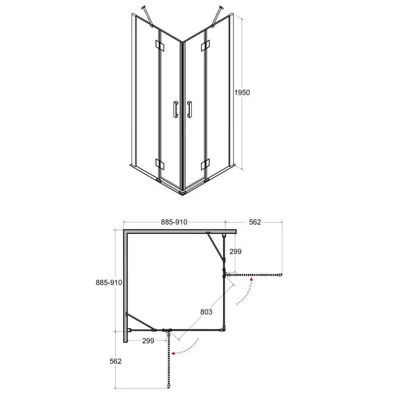 BESCO - Štvorcový sprchovací kút VIVA 195R - Rozmer A - 90 cm BCVIV90CTVERV 5