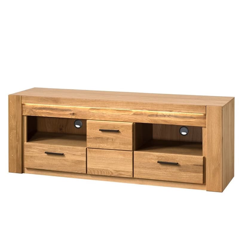Televízny stolík Velvet II 25 161 cm z masívu s LED osvetlením dub prírodný