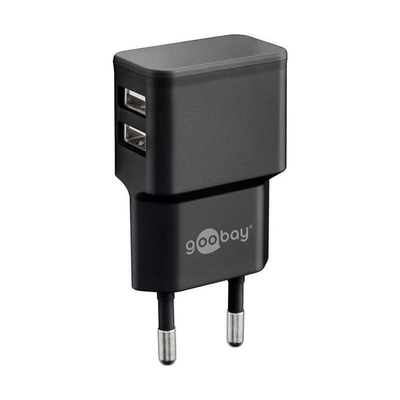 Goobay Napájací a nabíjací adaptér 230V na 2x USB, max.2, 4A, čierny