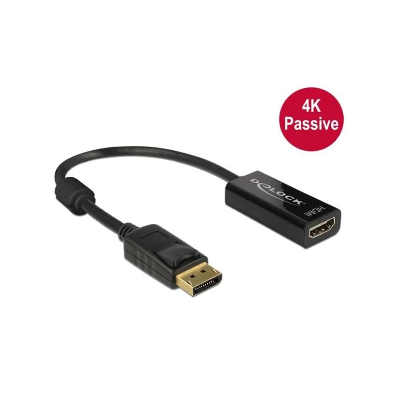 Delock Adaptér Displayport 1.2 samec > HDMI samica 4K pasívny čierny 1
