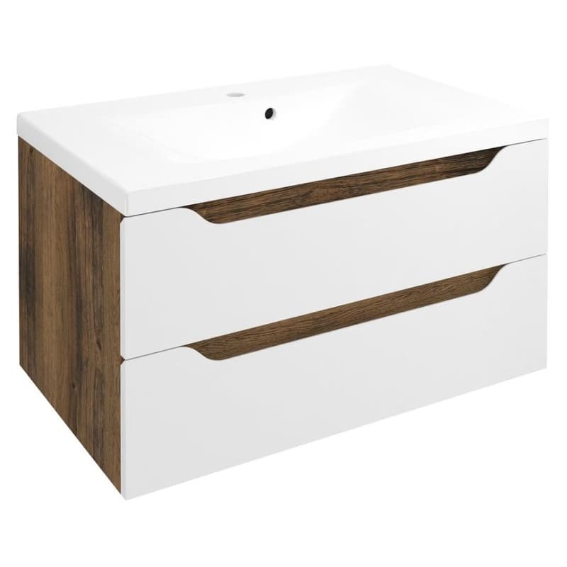 SAPHO - WAVE umývadlová skrinka 79,7x45x47,8cm, biela/dub collingwood WA080-3019
