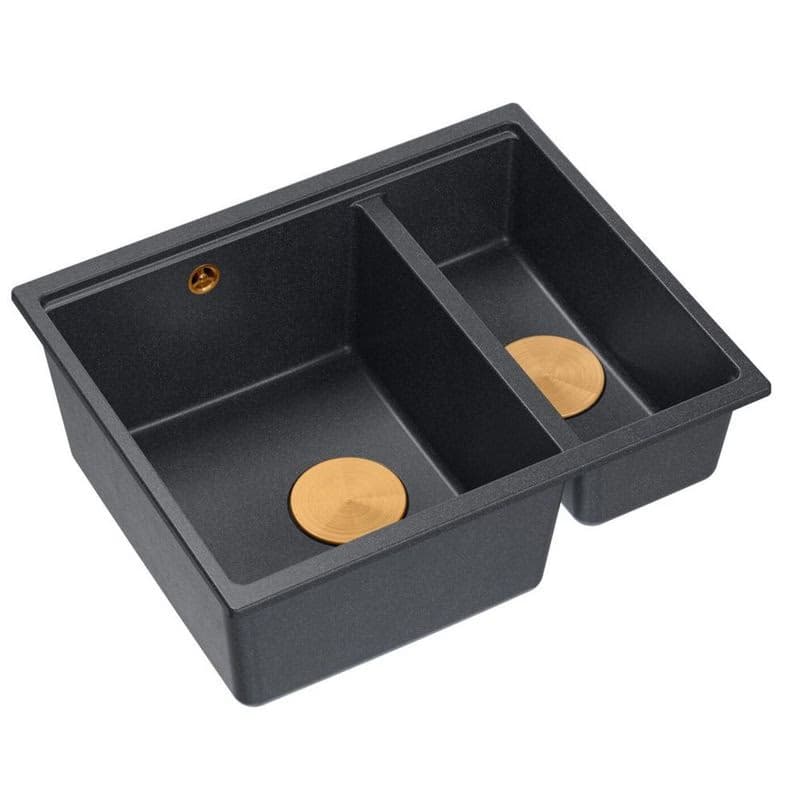 Quadron Quadron - Granitový drez Logan 150 Black Metallic Meď HCQL5646U8-C1_U 5