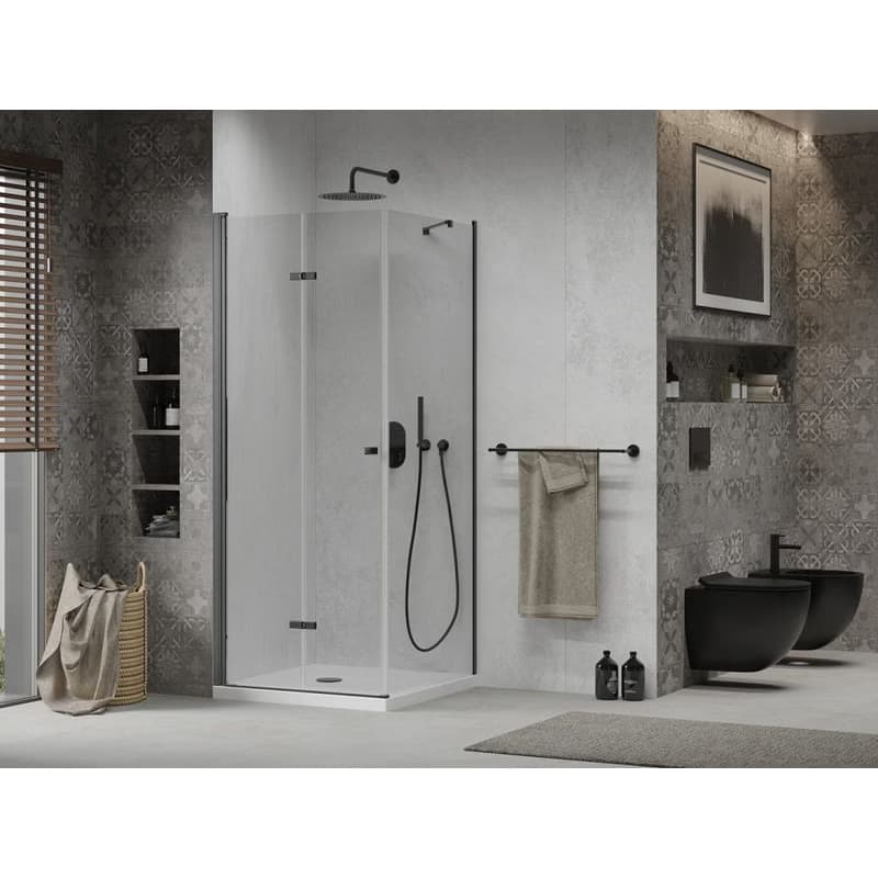 MEXEN/S - Lima sprchovací kút 100x100, transparent, čierna + biela vanička so sifónom 856-100-100-70-00-4010B 2