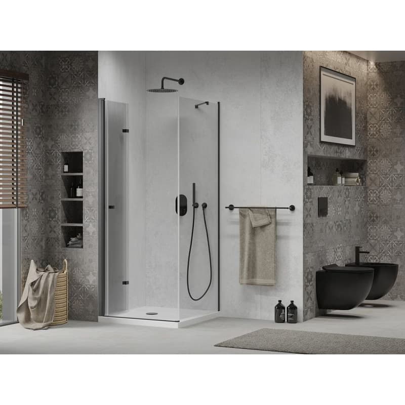 MEXEN/S - Lima sprchovací kút 100x100, transparent, čierna + biela vanička so sifónom 856-100-100-70-00-4010B 4