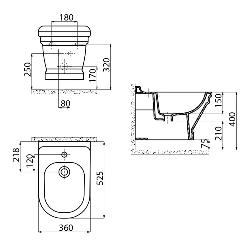 SAPHO - ANTIK bidet závesný AN510 6