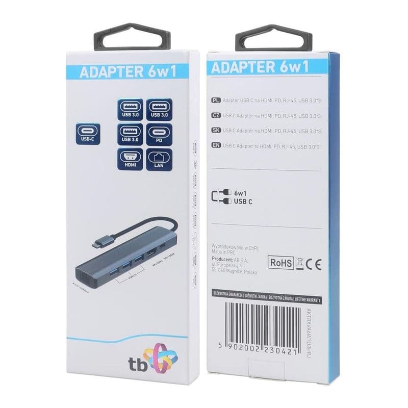 TB Touch USB C 6v1 - HDMI, USBx3, PD, RJ-45 1