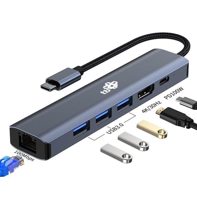 TB Touch USB C 6v1 - HDMI, USBx3, PD, RJ-45 2