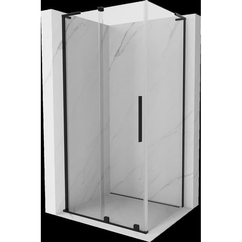 MEXEN/S - Velar L sprchovací kút, posuvné dvere 90 x 75, transparent, čierna 871-090-075-03-70
