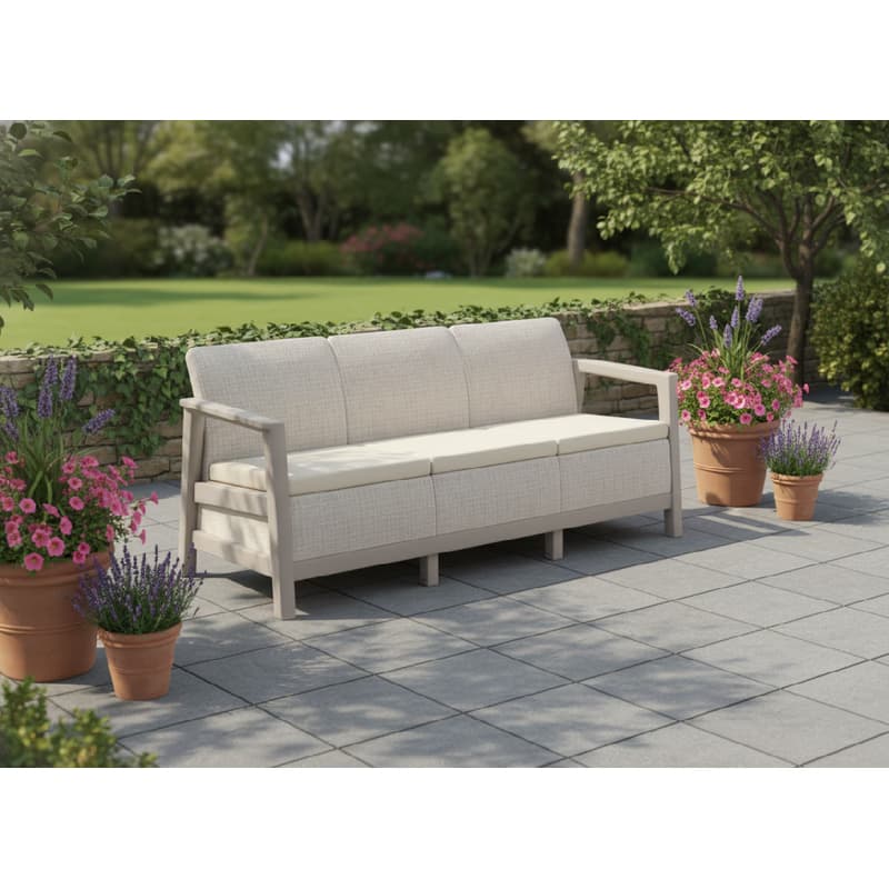 KETER Pohovka SCANDI LINDI 3 | Pebble Grey / Soft beige 2