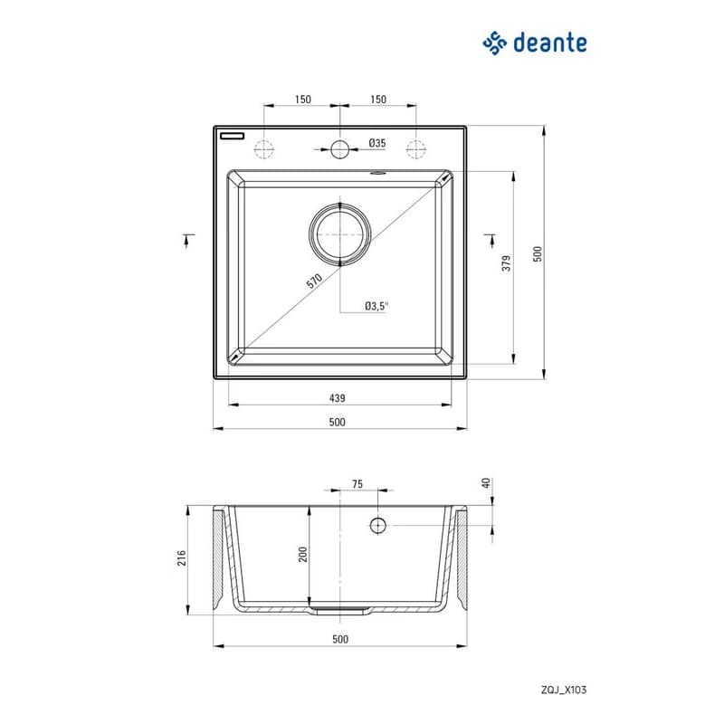 DEANTE DEANTE - Evora alabaster - Granitový drez ZQJ_A103 3