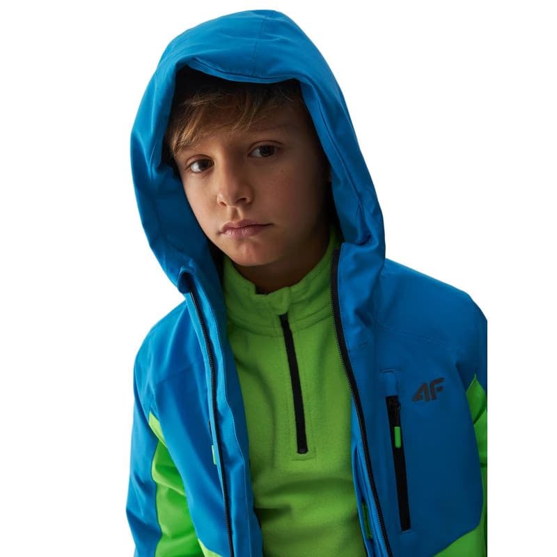 Chlapčenská lyžiarska bunda 4F JUNIOR TECHNICAL JACKET-JAW23TTJAM300-35S-TURQUOISE 2