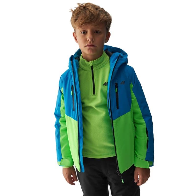 Chlapčenská lyžiarska bunda 4F JUNIOR TECHNICAL JACKET-JAW23TTJAM300-35S-TURQUOISE 3