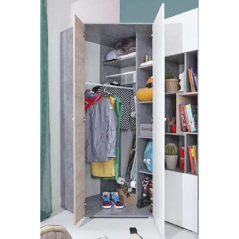 Meblar  Šatníková skriňa SIGMA SI2 L/P Farba: beton/biela/dub 3