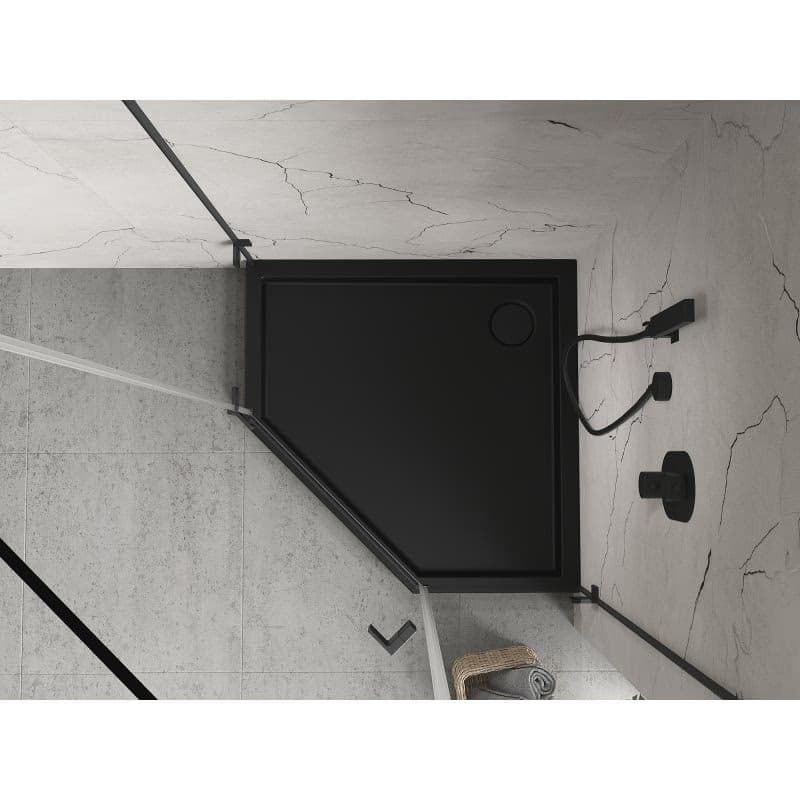 MEXEN - Flow+ päťboká sprchová vanička 80 x 80, čierna mat 46P708080H 3