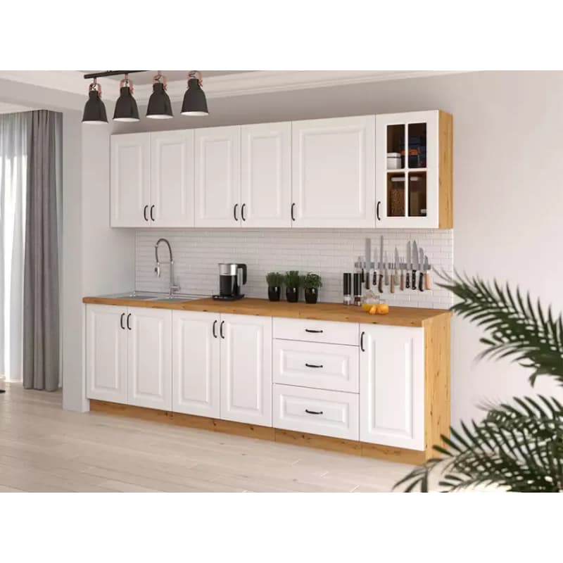 Kuchynská linka Stilo biela mat/artisan 260 bez dosku 1