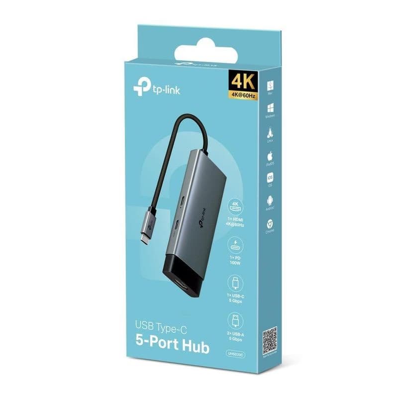 TP-Link UH5020C USB-C hub 5v1 (2x USB3.2Gen1, 2xUSB-C3.2Gen1, 1xHDMI, PD 100W) 5