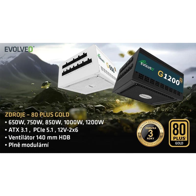 EVOLVEO G1000/1000W/ATX 3.0/80PLUS Gold/Modular 2
