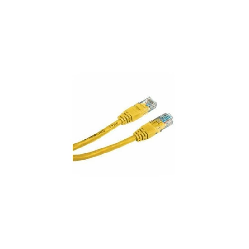 Síťový LAN kábel UTP patchcord, Cat.5e, RJ45 samec - RJ45 samec, 0.5 m, netienený, žltý, economy, DOPREDAJ
