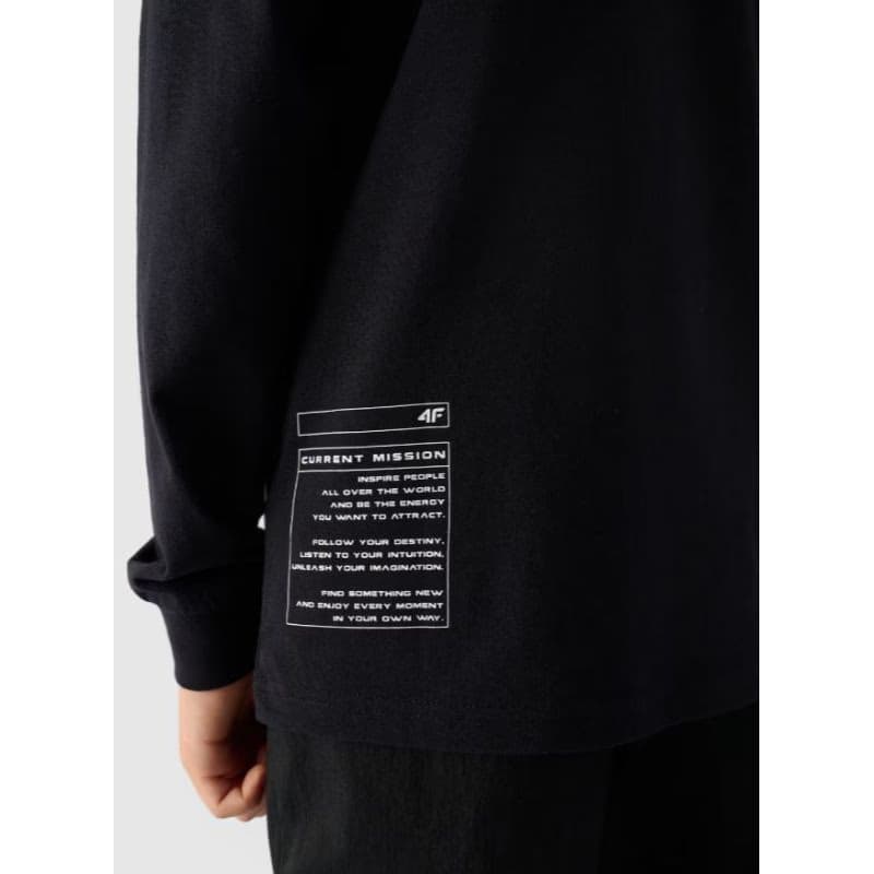 Chlapčenské tričko s dlhým rukávom 4F JUNIOR LONGSLEEVE-JWAW24TLONM294-20S-DEEP BLACK 5