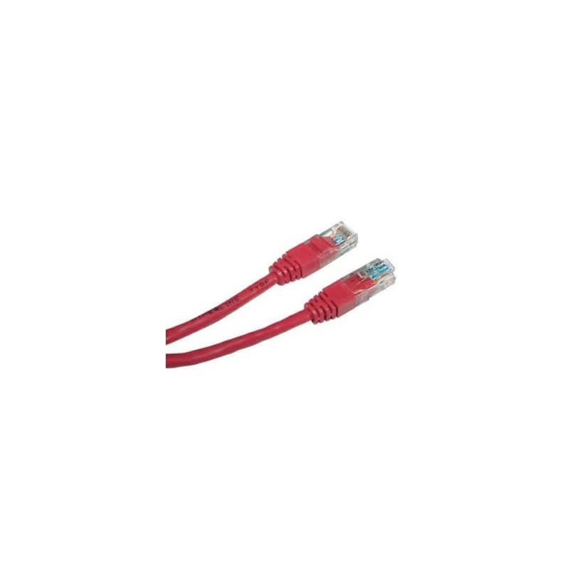 Síťový LAN kábel UTP patchcord, Cat.5e, RJ45 samec - RJ45 samec, 5 m, netienený, červený, economy, DOPRODEJ 1