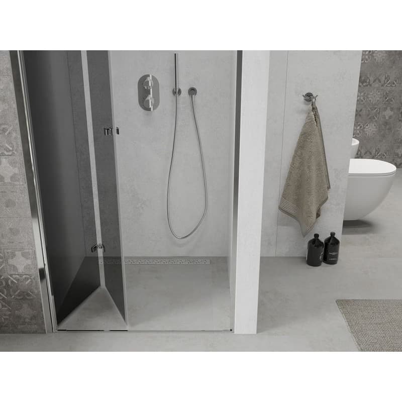 MEXEN - LIMA skladacie dvere 100x190 cm 6mm, chróm, grafit sa stenovým profilom 856-100-000-01-40 6