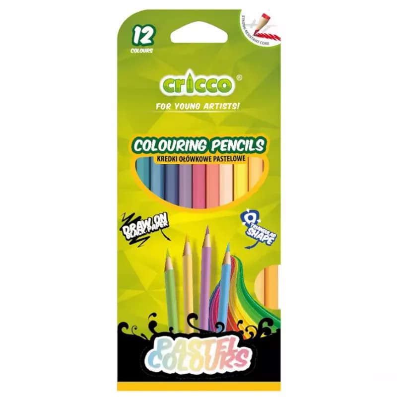 Farbičky  trojhranné  Cricco pastelové 12 farieb 1