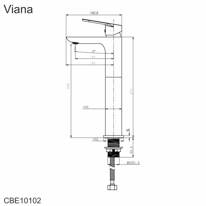 Mereo Umývadlová stojanková vysoká batéria, Viana, bez výpuste, chróm CBE10102 2
