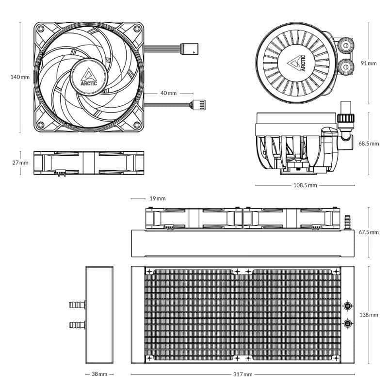ARCTIC Vodný chladič Liquid Freezer III 280 ARGB, 2x140mm, AM5, LGA1851, čierna 5