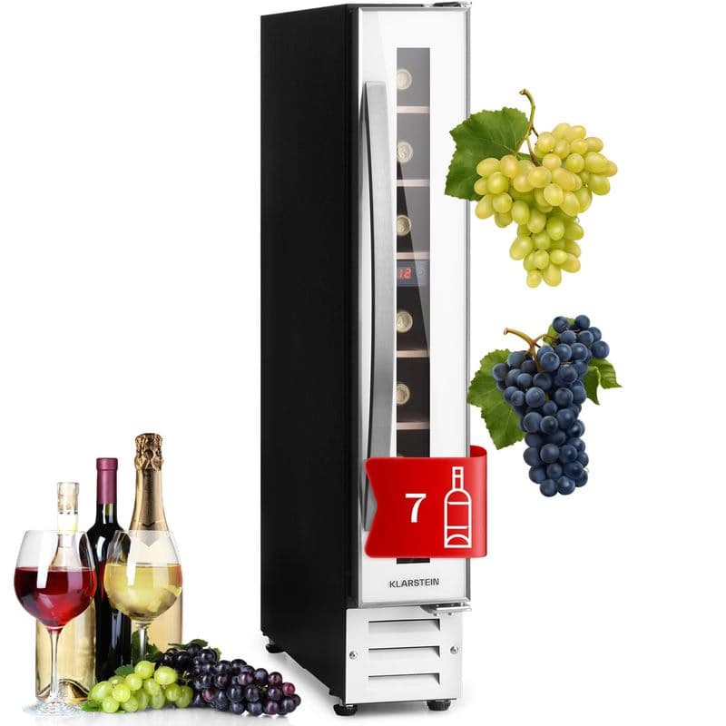 Klarstein Vinovilla 7 built-in Uno Quartz, vstavaná vinotéka, biele sklo, nehrdzavejúca oceľ
