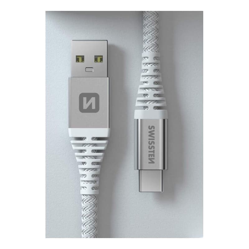 SWISSTEN DÁTOVÝ KÁBEL KEVLAR USB / USB-C 1,5 M BIELÝ 4