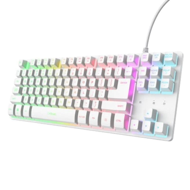 TRUST Klávesnica GXT 833 Thado, Membránová, USB, RGB, biela 2