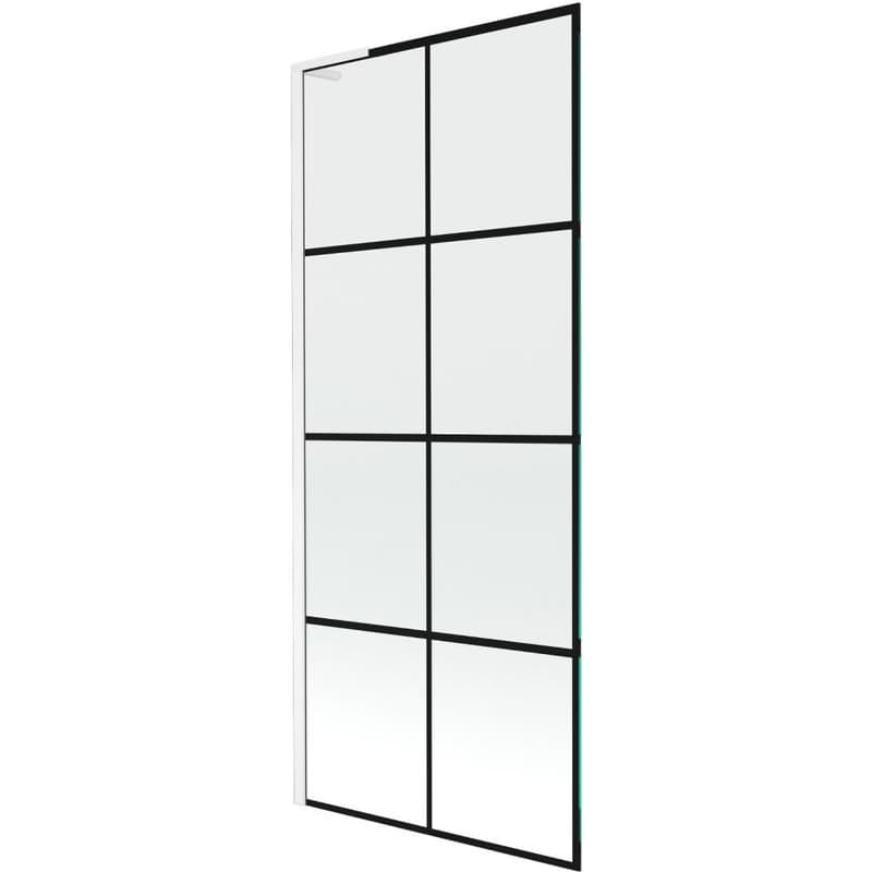 MEXEN/S - Next L vaňová zástena FIX 80 x 150, čierna vzor, biela 895-080-000-03-77-20