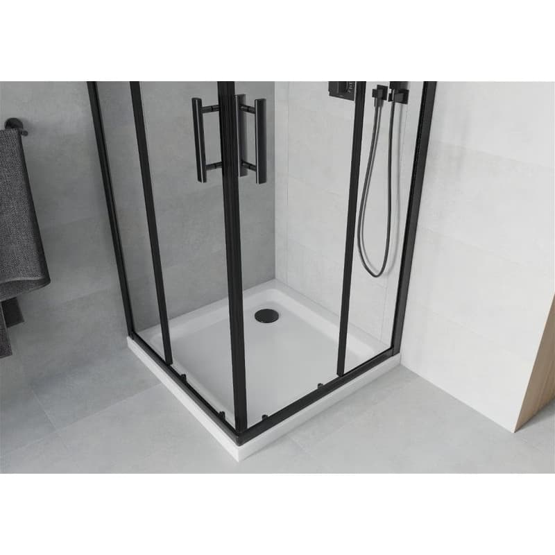 MEXEN/S - Rio sprchovací kút štvorec 70x70, transparent, čierna + biela vanička so sifónom 860-070-070-70-00-4010B 5