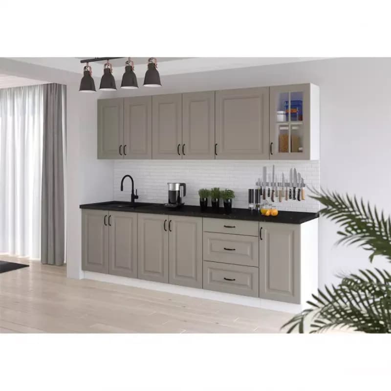 Kuchynská linka Stilo claygrey/biela 260 bez dosku 1