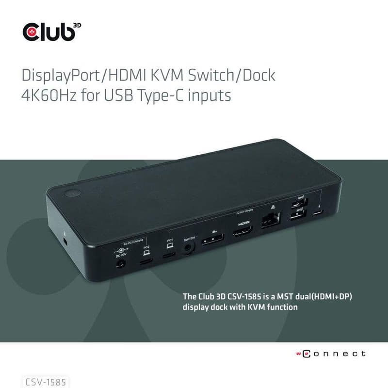 Club3D Dokovacia stanica USB-C 10v1, 1xDP, 1xHDMI, 3xUSB-C, 3xUSB, 1xRJ45, 1x3.5mm, čierna 2
