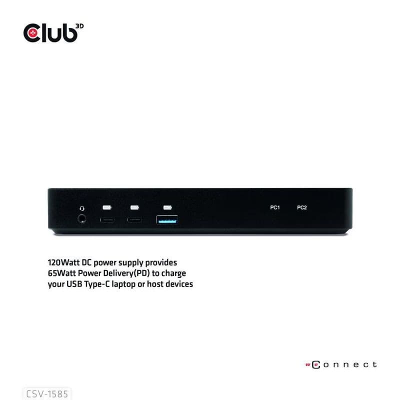 Club3D Dokovacia stanica USB-C 10v1, 1xDP, 1xHDMI, 3xUSB-C, 3xUSB, 1xRJ45, 1x3.5mm, čierna 4