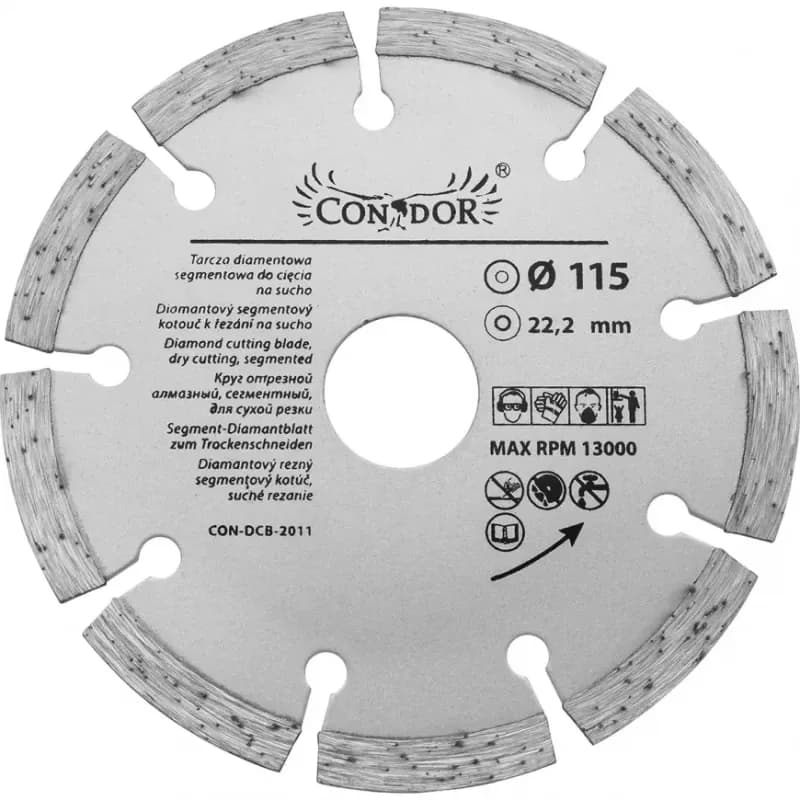 Kotúč diamantový rezný, segmentový, suché rezanie, 115 mm, Drel 1
