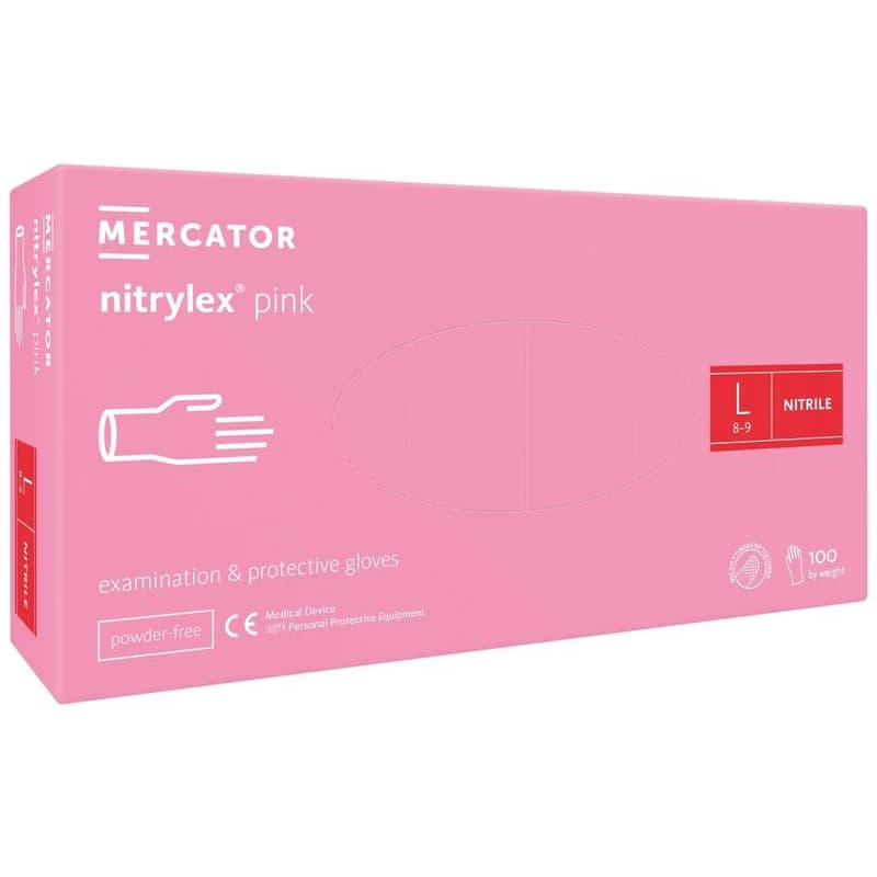 NITRYLEX PINK - Nitrilové rukavice (bez púdru) ružové, 100 ks, M 4